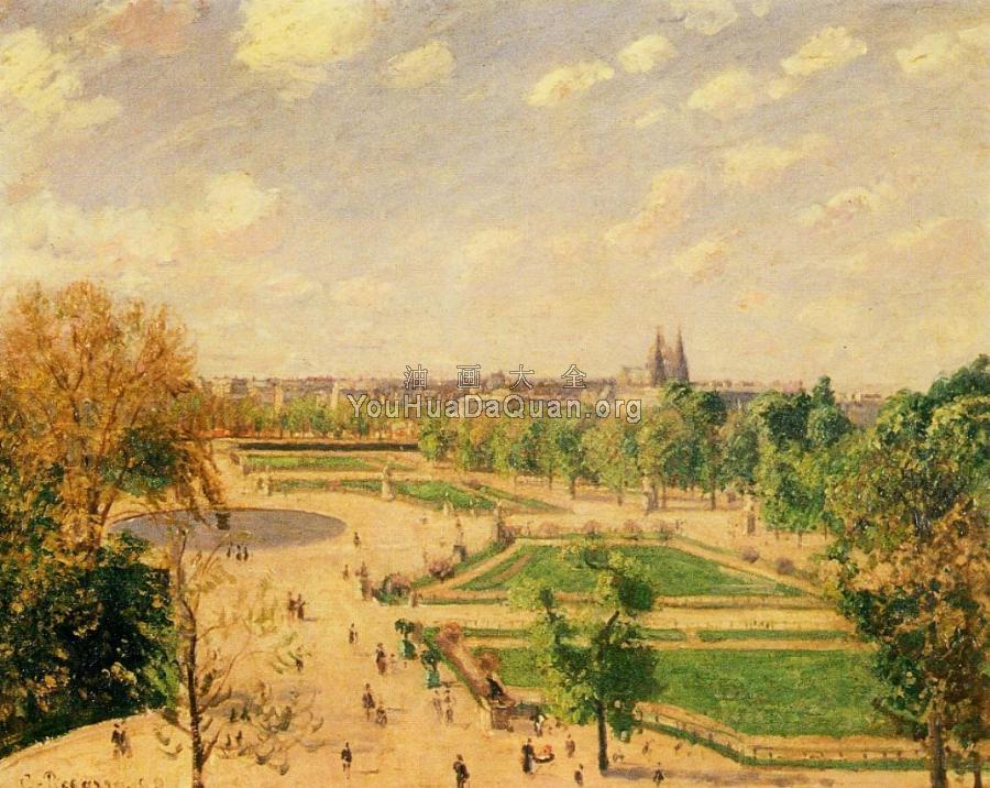 The Tuileries Gardens, Morning, Spring, Sun - 卡米耶·毕沙罗